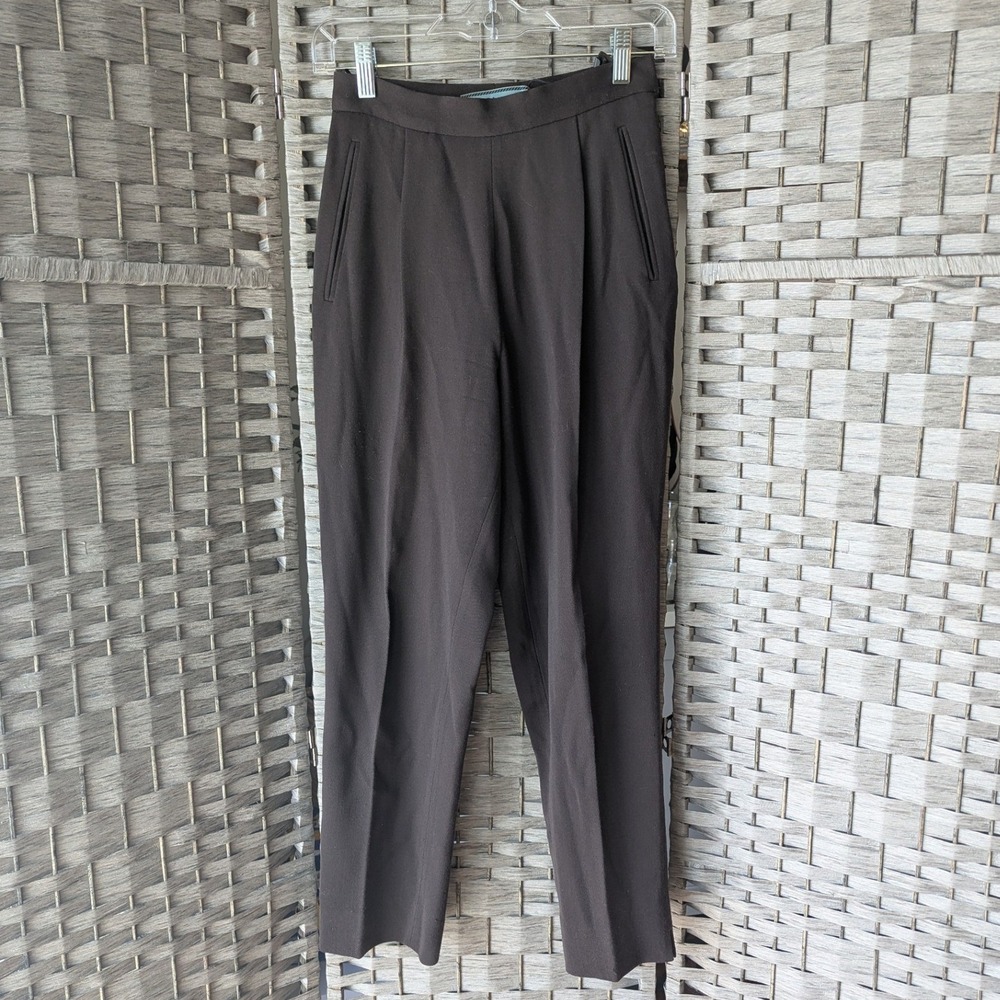Vtg Prada Trousers Brown Wool Pleated High Waist Italy Sz 40/ US Sz 2 *READ